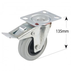 Gumové koliesko 100mm, 70kg otočné s brzdou