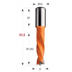 CMT 308 Vrták kolíkovací nepriechodzí S10 L57,5 HW - D10x30 S=10x20 L57,5 P