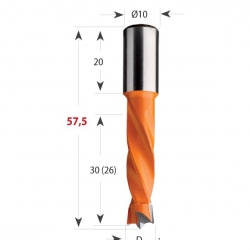 CMT 308 Vrták kolíkovací nepriechodzí S10 L57,5 HW - D8x30 S=10x20 L57,5 P