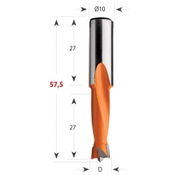 CMT 310 Vrták kolíkovací nepriechodzí S10 L57,5 HW - D10x27 S=10x27 L57,5 P