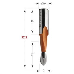 CMT 313 Xtreme Vrták kolíkovací priechodzí S10 L57,5 HW - D8x27 S=10x26 L57,5 L