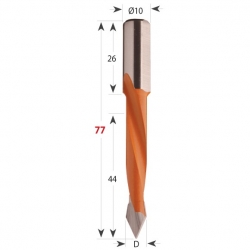 CMT 366 Vrták kolíkovací priechodzí S10 L77 HW - D10x44 S=10x26 L77 P