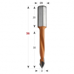 CMT 367 Vrták kolíkovací priechodzí S8 L56 HW - D8x30 S=8x20 L56 L