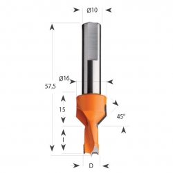 CMT 376 Vrták kolíkovací so záhlbníkom S10 L57,5 HW - D10x13 S=10 L57,5 L