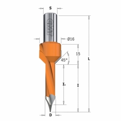 CMT 378 Vrták kolíkovací priechodzí so záhlbníkom S10 L70 HW - D10x35 D2=16 S=10x20 P