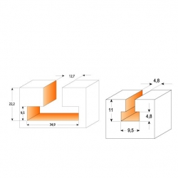 CMT C950 Fréza na cylindrické drážky - D9,5x11 d4,8 S=12 HM