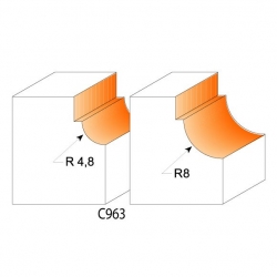 CMT C963 Zaoblovacia fréza vypuklá - R4,8 D25,4x11,5 S=8 HM