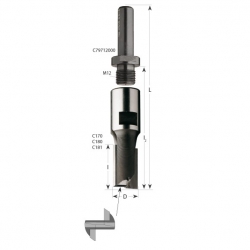 CMT Drážkovacia fréza so závitom M12 - D20x45 L77 M=12x1 HW