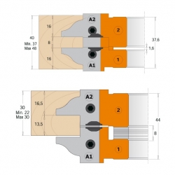 CMT Fréza na výrobu dverí MAN - D147 d50 Z2+2 ALU