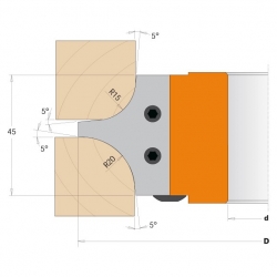 CMT Multirádiusová zaoblovacia fréza R15-R20 MAN - D147 d40 Z2 ALU