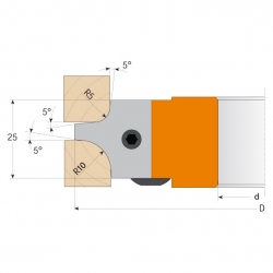 CMT Multirádiusová zaoblovacia fréza R5-R10 MAN - D128 d40 Z2 ALU