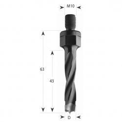 CMT Vrták kolíkovací so závitom S=M10 HW - D10x43 LB63 P