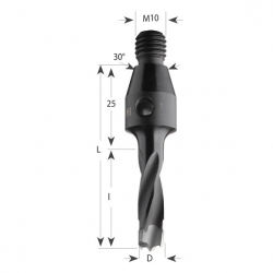 CMT Vrták kolíkovací so závitom S=M10, 30° HW - D5x50 LB75 P