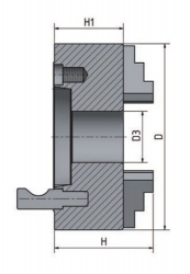 4-čeľusťové skľučovadlo s centrickým upínaním Ø 200 mm Camlock 6