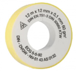 Tesniace teflónová páska 12 m × 12 mm × 0,1 mm, 60 g/m²