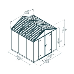 Palram Rubicon 8' x 8' antracit heavy duty záhradný domček