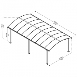 Palram Arcadia 6400 hliníkový (montovaný) prístrešok s oblúkovou strechou
