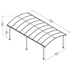 Palram - Canopia Arcadia 6400 hliníkový (montovaný) prístrešok s oblúkovou strechou