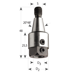 Upínacie puzdro 304 s kónickou 20°48' plochou, M8 - pre vrták S10, D19,5x28,3x46 M8 P