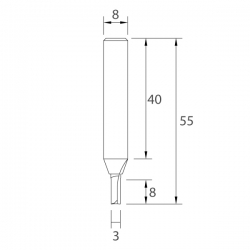 IGM M101 Drážkovacia fréza - D3x8 L55 S=8 HWM