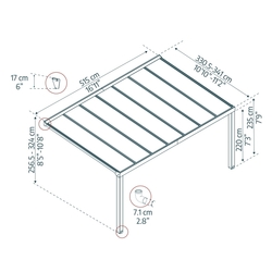 Palram - Canopia Stockholm 3,4 x 5,2 antracit luxusná hliníková (montovaná) pergola