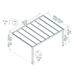 Palram Stockholm 3,4 x 5,2 antracit luxusná hliníková (montovaná) pergola