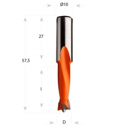 CMT 310 Vrták kolíkovací nepriechodzí S10 L57,5 HW - D9,52x27 S=10x27 L57,5 P