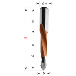 CMT 314 Xtreme Vrták kolíkovací priechodzí S10 L70 HW - D10x35 S=10x26 L70 L