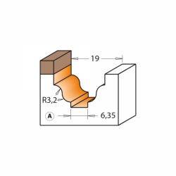 CMT Profilová čelná fréza s ložiskom - Profil A, R3,2 D19x12,3 S=6 HM 