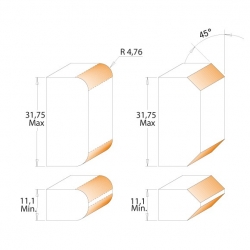 CMT Zaoblovacia obojstranná fréza - R4,75 I11,1-34,75 S=12 HM