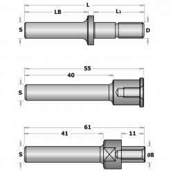 CMT C924 Tŕň tanierovej frézy s podložkami - S=12, D=M8, L1=47