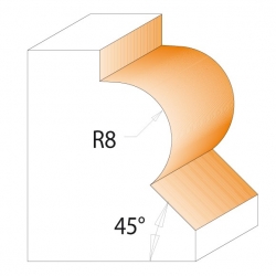 CMT C954 Fréza na príruby so 45° skosením - R8 D36x25 L60 S=8 HM