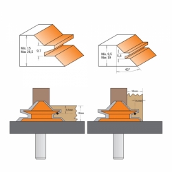 CMT C955 Fréza na spoje 90° - D44,5x18 45° S=8 HW