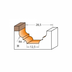 CMT C965B Profilová fréza čelná, ložisko - Profil D, R4 D28,6x13,3 S=8 HM