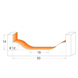 CMT C970 Čelná fréza na výplne dvierok - D50 d2=16 I14 R12 S=12