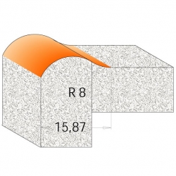 CMT C980 Profilová fréza na hrany CORIAN - D25,4 I22,2 R8 B15,87 S=12