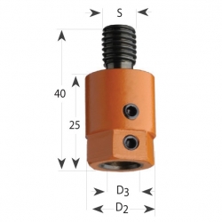 Upínacie puzdro 301 s rovnou dosadacou plochou, M8 - pre vrták S10, D19,5x25x40 M8 L