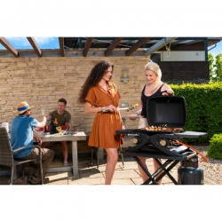 Riwall PRO RGG 20 Compact SET přenosný plynový gril 4,2 kW se dvěma hořáky a pojízdným skládacím stolkem