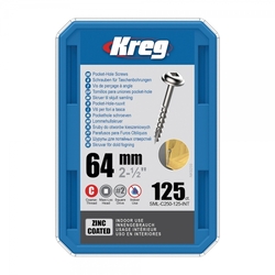 Kreg Zinc Maxi-Loc Skrutky pre skryté spoje - 64 mm, hrubý závit, 125 ks