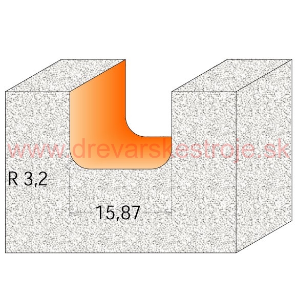 CMT C981 Drážkovacia rádiusová fréza CORIAN - D25,4 I12,7 R3,2 S=12